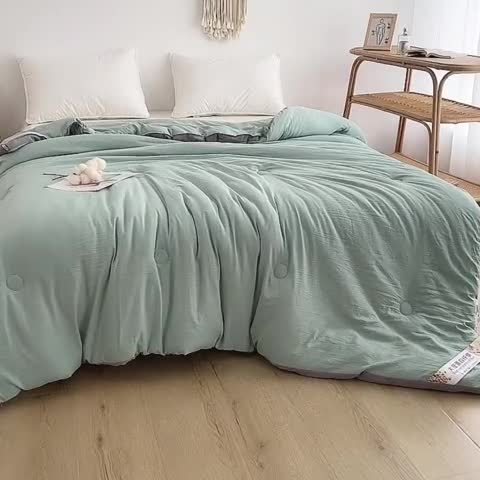 91家纺网 家纺一手货源 找家纺 森林人 2023新款A类水洗棉立体大豆被 立体-薄荷绿