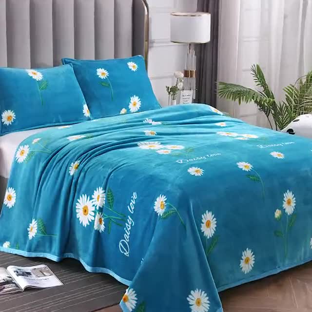 91家纺网 家纺一手货源 找家纺 赋雅 新款300克双面绒毯子超柔加厚云貂绒法莱绒 字母熊