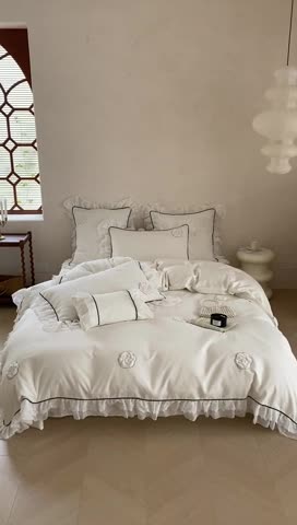 91家纺网 家纺一手货源 找家纺 （总）星野 2023新款100支双股澳棉华夫格四件套-白色恋人