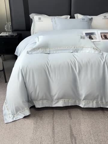 91家纺网 家纺一手货源 找家纺 优悦生活馆 2023新款凯丝系列轻奢磨毛四件套 凯丝-蓝