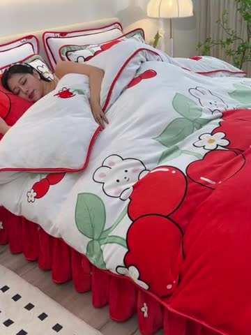 91家纺网 家纺一手货源 找家纺 绒耀 2025新款高克重牛奶绒四件套保暖四件套直播爆款电商爆款怜香惜玉