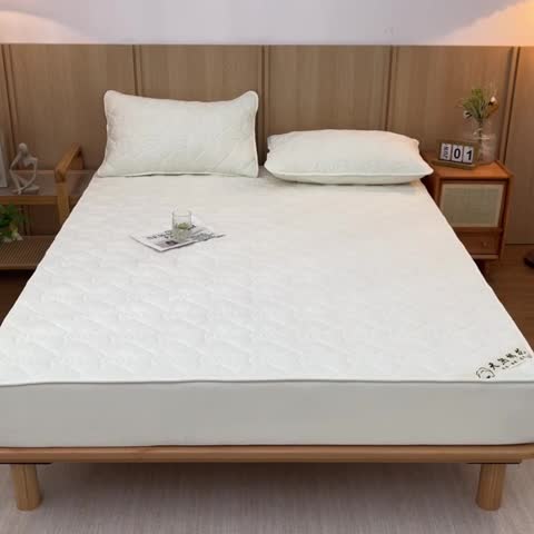 91家纺网 家纺一手货源 找家纺 鑫钰 2023新款亲肤棉夹棉新疆棉花床笠床罩床垫保护垫 棉朵-珍珠白