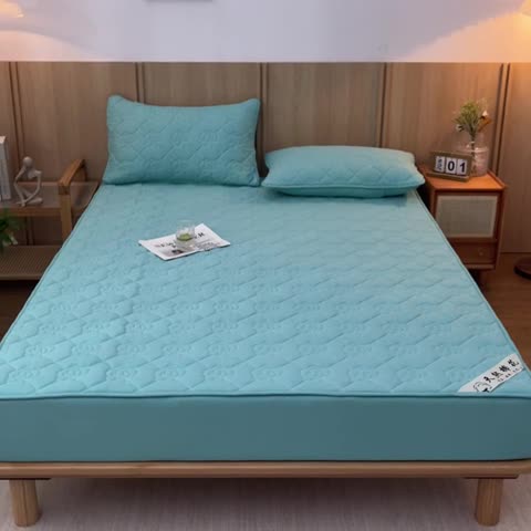 91家纺网 家纺一手货源 找家纺 鑫钰 2023新款亲肤棉夹棉新疆棉花床笠床罩床垫保护垫 棉朵-孔雀绿