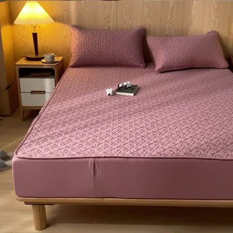 91家纺网 家纺一手货源 找家纺 鑫钰 2023新款防水隔尿水洗全棉夹棉棉花床笠床垫保护套床套罩 大风车-豆沙