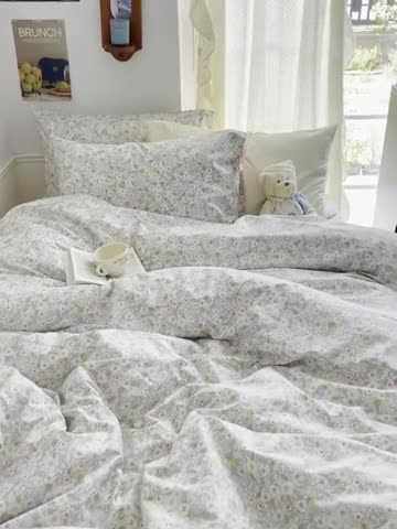 91家纺网 家纺一手货源 找家纺 昔可 2023新款亲肤韩系全棉绑带款四件套 莫奈幻想