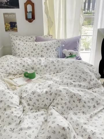 91家纺网 家纺一手货源 找家纺 昔可 2023新款亲肤韩系全棉绑带款四件套 绿茵河畔