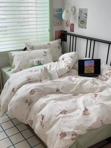 91家纺网 家纺一手货源 找家纺 （总）昔可 2023新款全棉卡通小清新四件套