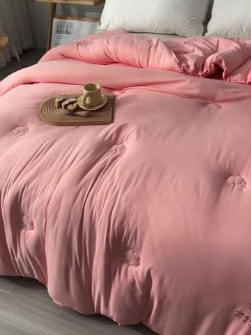 91家纺网 家纺一手货源 找家纺 富威堡A类新疆棉花被子带皱水洗棉冬被被芯春秋被四季盖被单人双人 粉