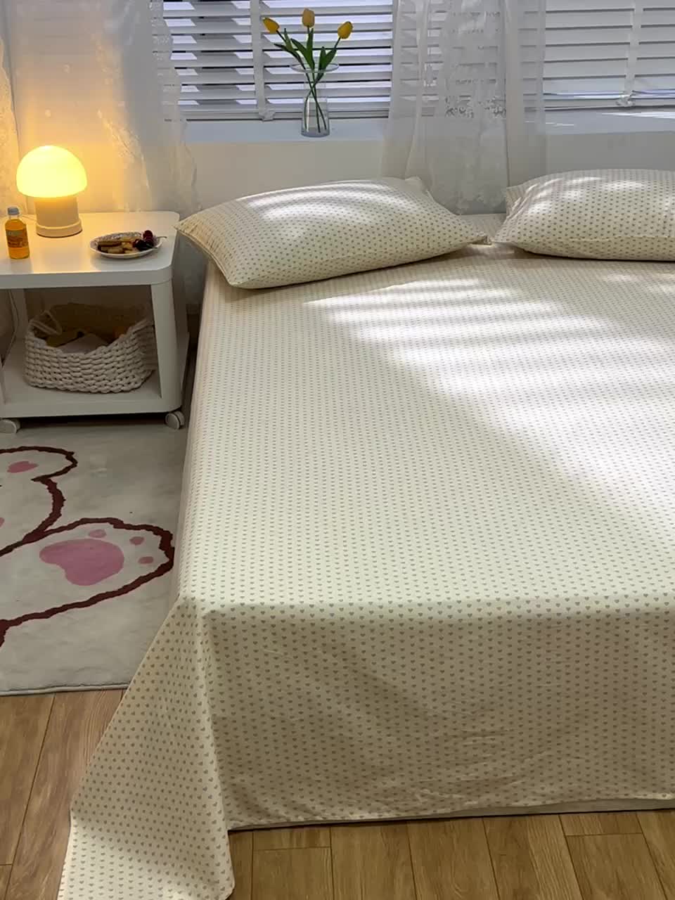 91家纺网 家纺一手货源 找家纺 洋铭区 2023新款全棉单品床单 小紫爱心