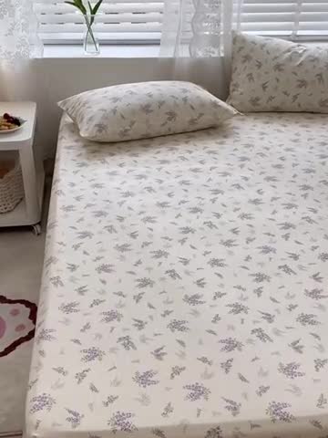 91家纺网 家纺一手货源 找家纺 洋铭区 2023新款全棉单品床笠 紫樱花