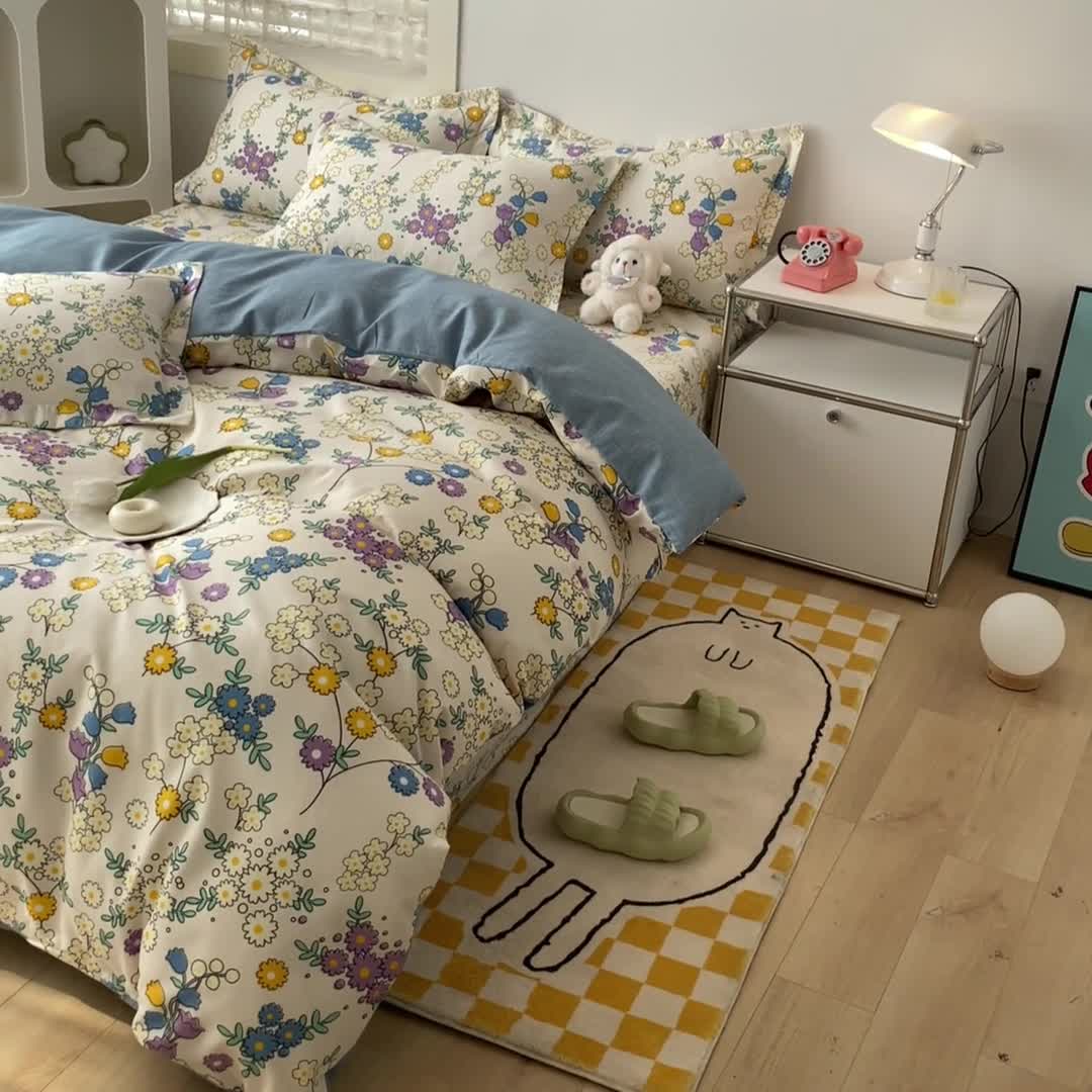 91家纺网 家纺一手货源 找家纺 宇淳国际 2023新款加厚植物羊绒四件套 爱在春天