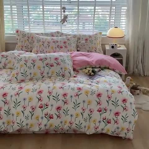 91家纺网 家纺一手货源 找家纺 宇淳国际 2023新款加厚植物羊绒四件套 夏韵公主