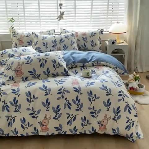 91家纺网 家纺一手货源 找家纺 宇淳国际 2023新款加厚植物羊绒四件套 小粉兔