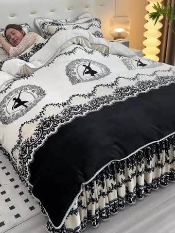 91家纺网 家纺一手货源 找家纺 贝诗梦 2025新款加厚230克9斤牛奶绒金貂绒四件套芭蕾少女