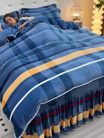 91家纺网 家纺一手货源 找家纺 贝诗梦 2022新款加厚230克9斤牛奶绒金貂绒四件套宝利格