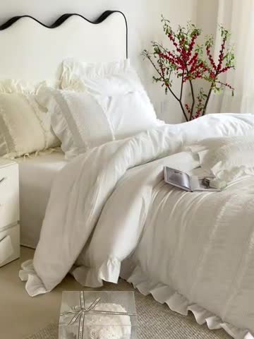 91家纺网 家纺一手货源 找家纺 （总）玛奇朵2023全棉有氧精梳水洗棉弹力雪纺纱-伊丽莎白系列四件套