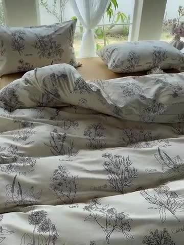 91家纺网 家纺一手货源 找家纺 怡家居 2023新款全棉四件套7月新花色 暮秋