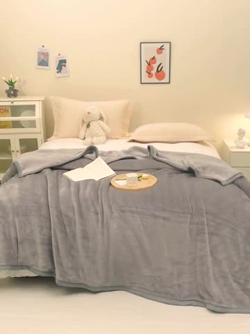 91家纺网 家纺一手货源 找家纺 肖恩毯业 2025新款纯色雪貂绒毛毯沙发盖毯午睡毯子 雪貂-灰色