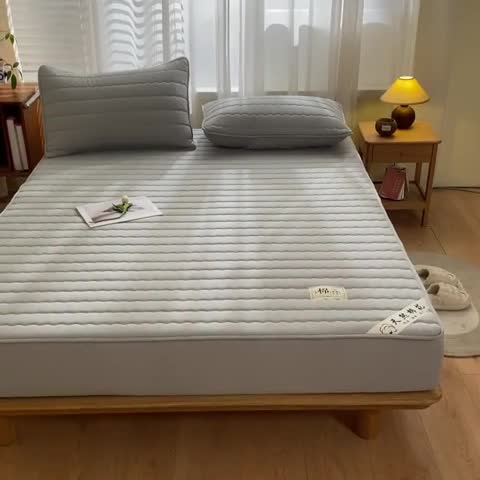 91家纺网 家纺一手货源 找家纺 鑫钰 2023新款亲肤棉新疆棉花原棉床笠床罩床垫保护垫 雅致灰