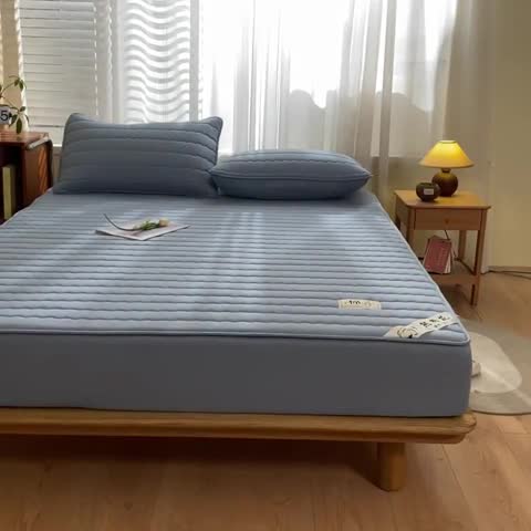 91家纺网 家纺一手货源 找家纺 鑫钰 2023新款亲肤棉新疆棉花原棉床笠床罩床垫保护垫 宝石蓝