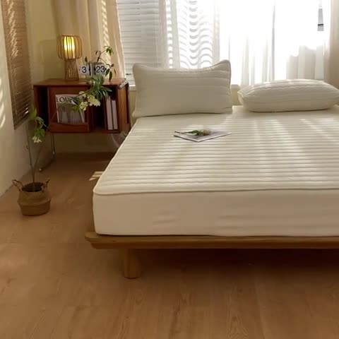 91家纺网 家纺一手货源 找家纺 鑫钰 2023新款亲肤棉新疆棉花原棉床笠床罩床垫保护垫 珍珠白