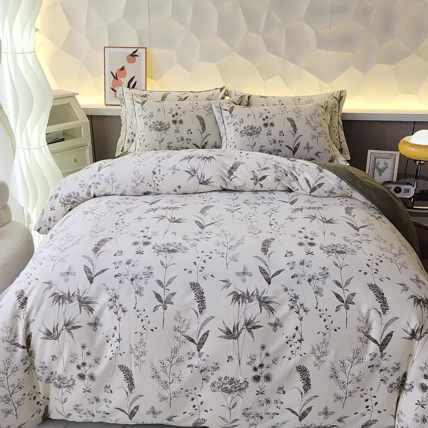 91家纺网 家纺一手货源 找家纺 雲归梦 2023年新款加厚全棉生态磨毛大版四件套 飘絮米