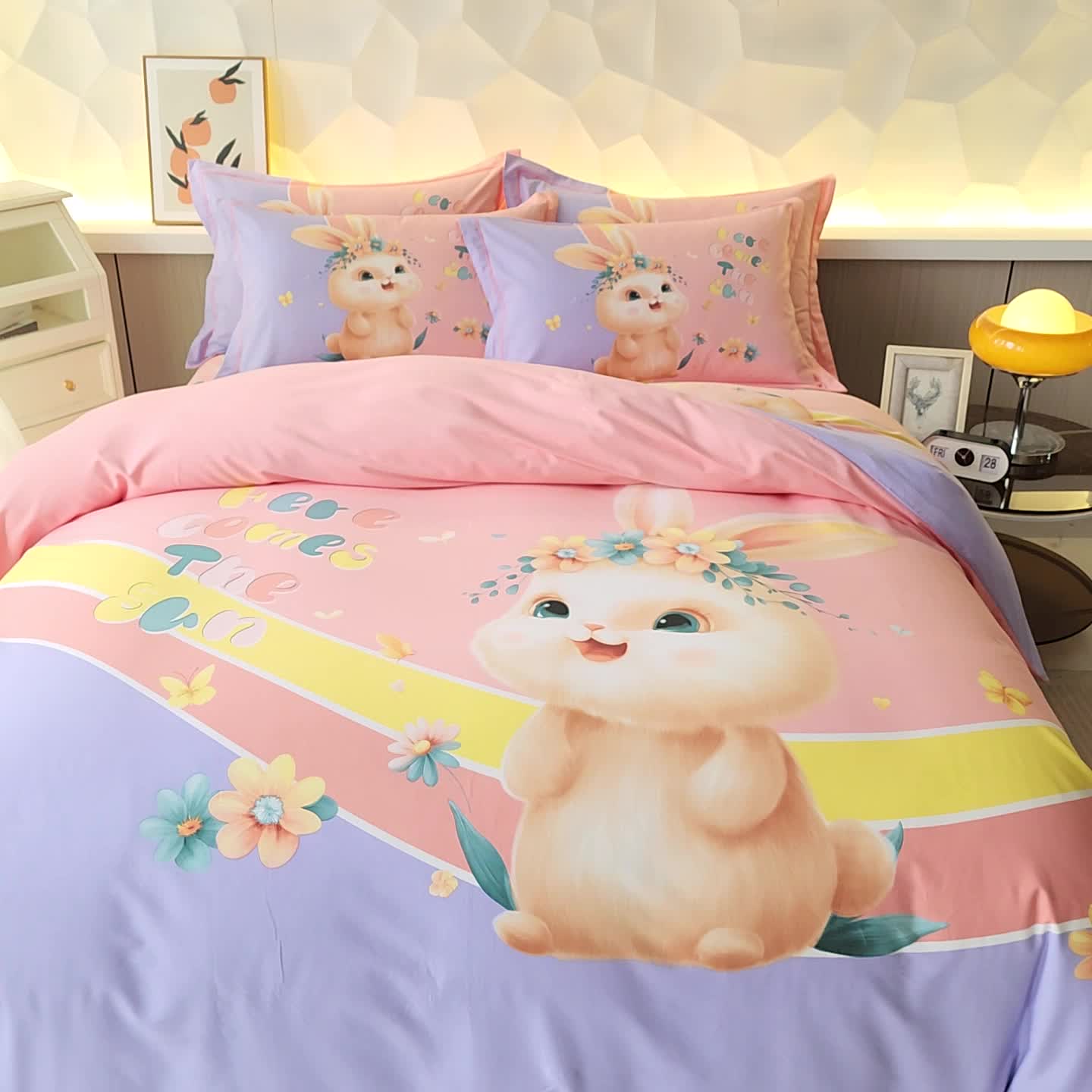 91家纺网 家纺一手货源 找家纺 雲归梦 2023年新款加厚全棉生态磨毛大版四件套 米菲