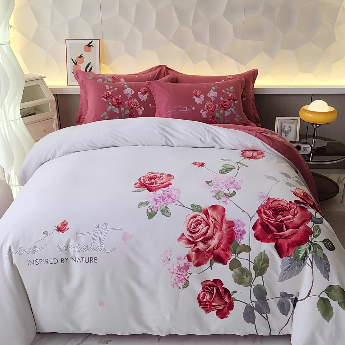 91家纺网 家纺一手货源 找家纺 雲归梦 2023年新款加厚全棉生态磨毛大版四件套 浪漫美景米