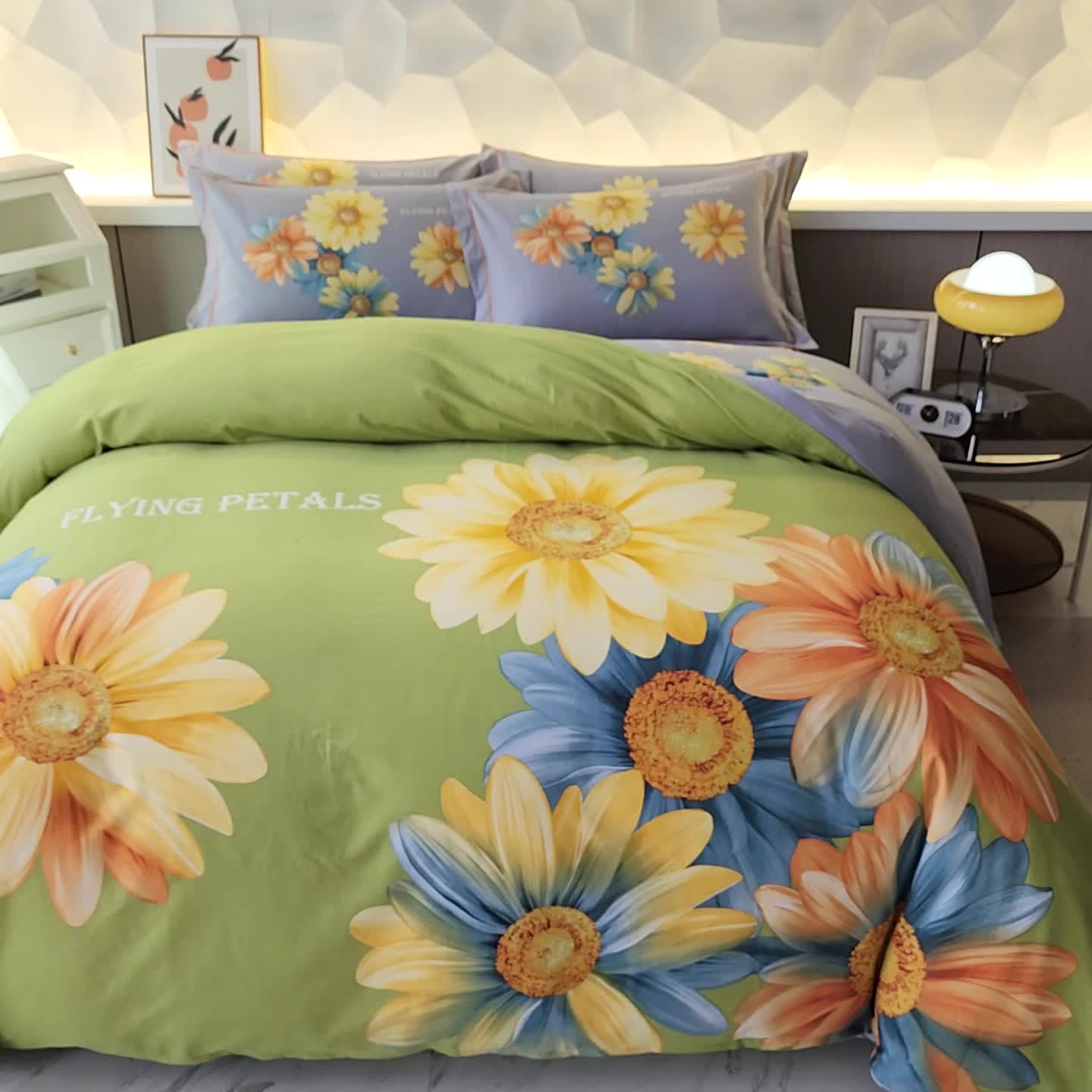 91家纺网 家纺一手货源 找家纺 雲归梦 2023年新款加厚全棉生态磨毛大版四件套 灿烂绿