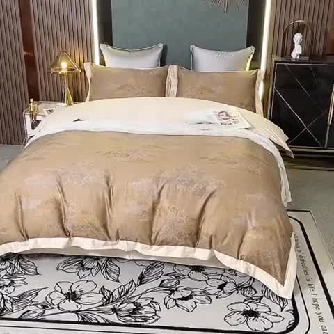 91家纺网 家纺一手货源 找家纺 氧家 2025新款100支全棉数码印花四件套 堪培拉都金