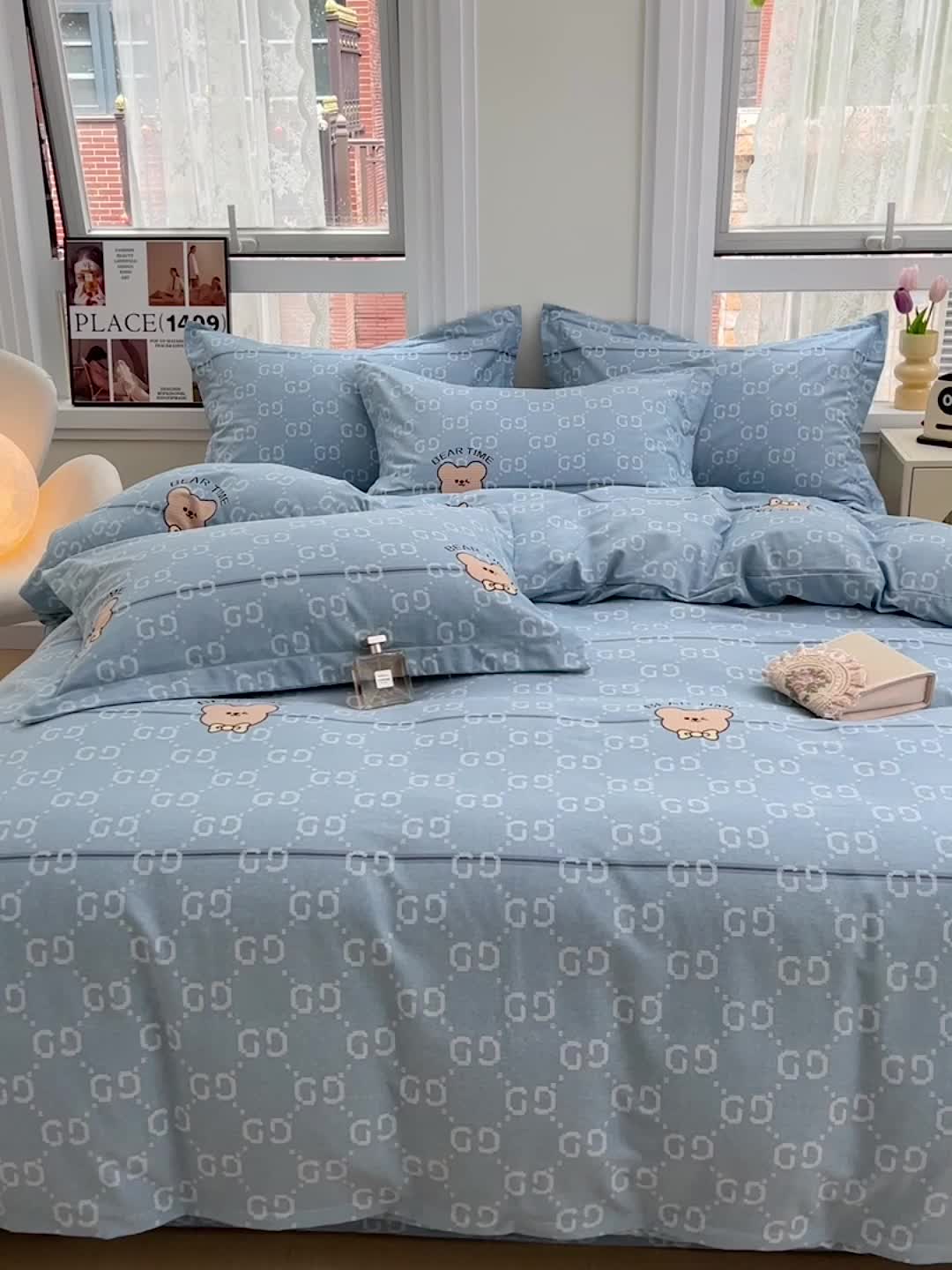 91家纺网 家纺一手货源 找家纺 品乐家纺 2023新款全棉喷气磨毛印花四件套 风尚之约-兰