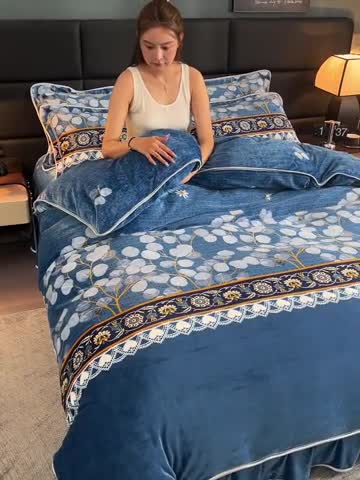 91家纺网 家纺一手货源 找家纺 芯诗曼 2025新款牛奶绒印花单被套 叶叶相思