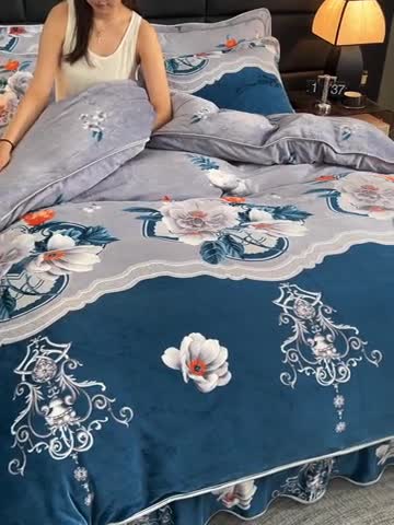 91家纺网 家纺一手货源 找家纺 芯诗曼 2025新款牛奶绒印花单被套 秘密花园