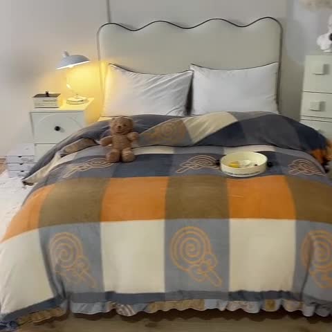 91家纺网 家纺一手货源 找家纺 甜之梦家纺 2025新款韩版泥点绒单被套（任何尺寸都可定做） 玛奇朵