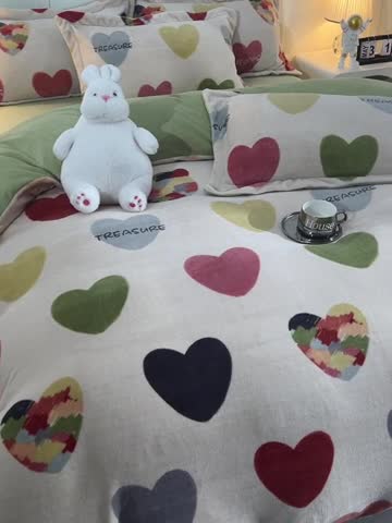 91家纺网 家纺一手货源 找家纺 简一 2024新款牛奶绒四件套 小甜心