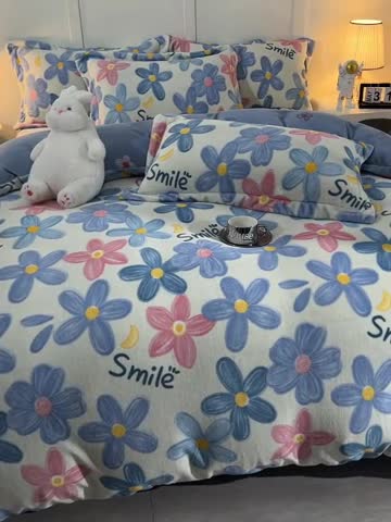 91家纺网 家纺一手货源 找家纺 简一 2024新款牛奶绒四件套 情人恰恰