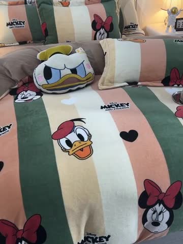 91家纺网 家纺一手货源 找家纺 简一 2024新款牛奶绒四件套 俏皮米妮