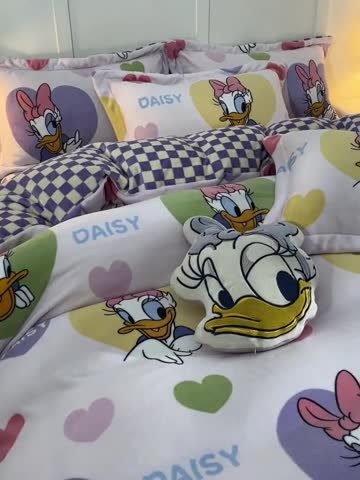 91家纺网 家纺一手货源 找家纺 简一 2024新款牛奶绒四件套 黛西公主