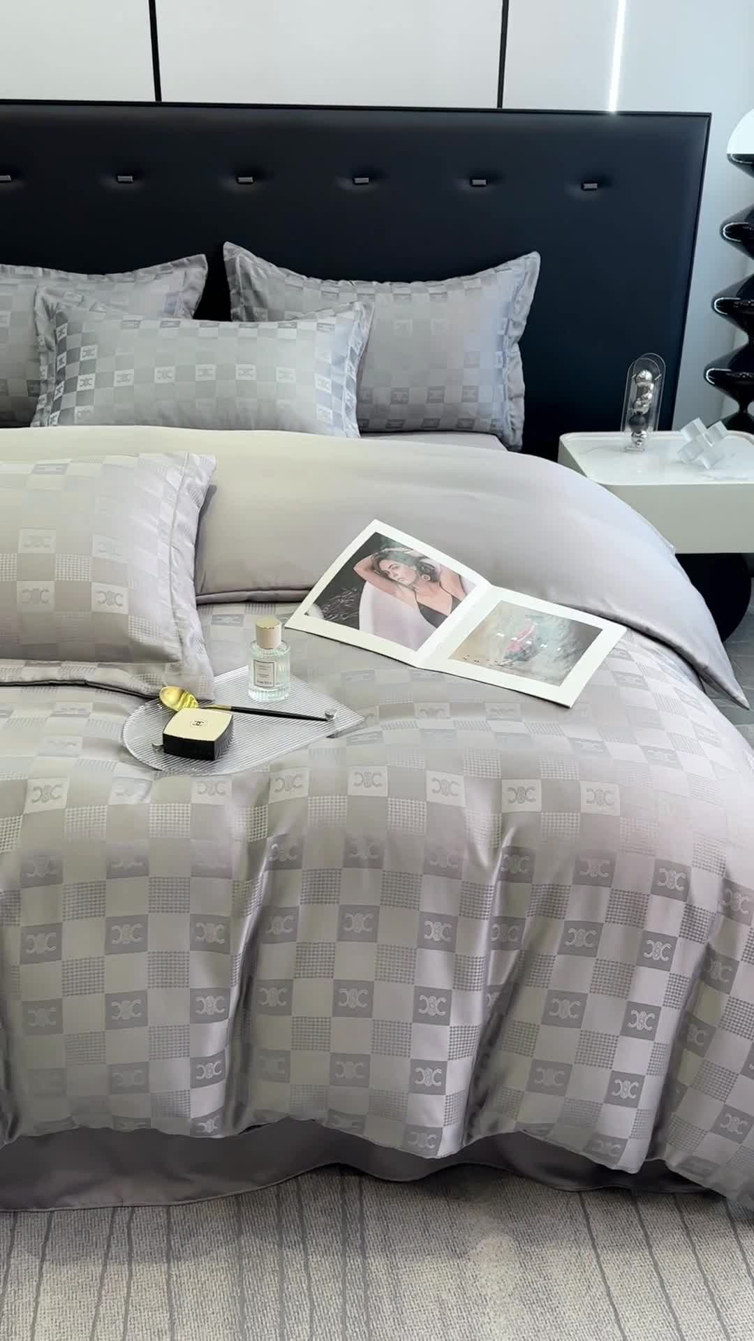 91家纺网 家纺一手货源 找家纺 宅家居 2023新款轻奢高精密贡缎提花臻品真丝四件套 赛琳娜-高级灰