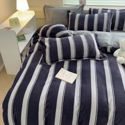 91家纺网 家纺一手货源 找家纺 金丝鸟家纺 2023新款220g全消光简约款牛奶绒四件套 简约灰