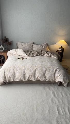 91家纺网 家纺一手货源 找家纺 （总）安莱生活 2023新款双层纱基础款凤尾花语系列四件套