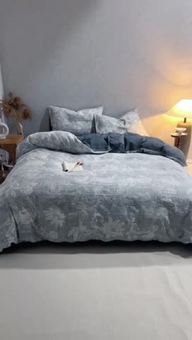 91家纺网 家纺一手货源 找家纺 安莱生活 2023新款双层纱基础蔷薇玫瑰系列四件套 蔷薇物语-深灰