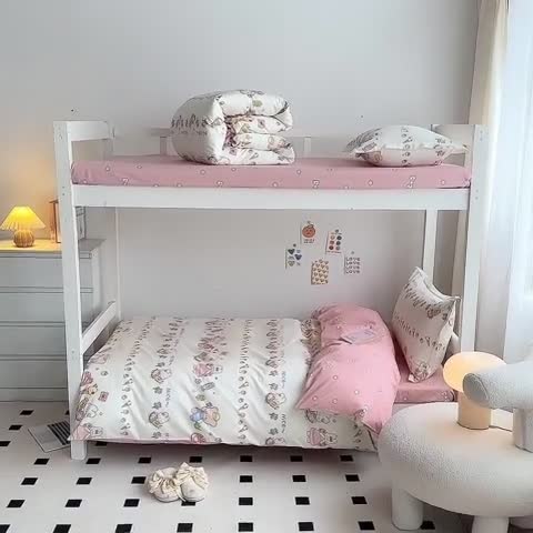 91家纺网 家纺一手货源 找家纺 金鑫汇 2023新款全棉宿舍印花三件套 糖水日记