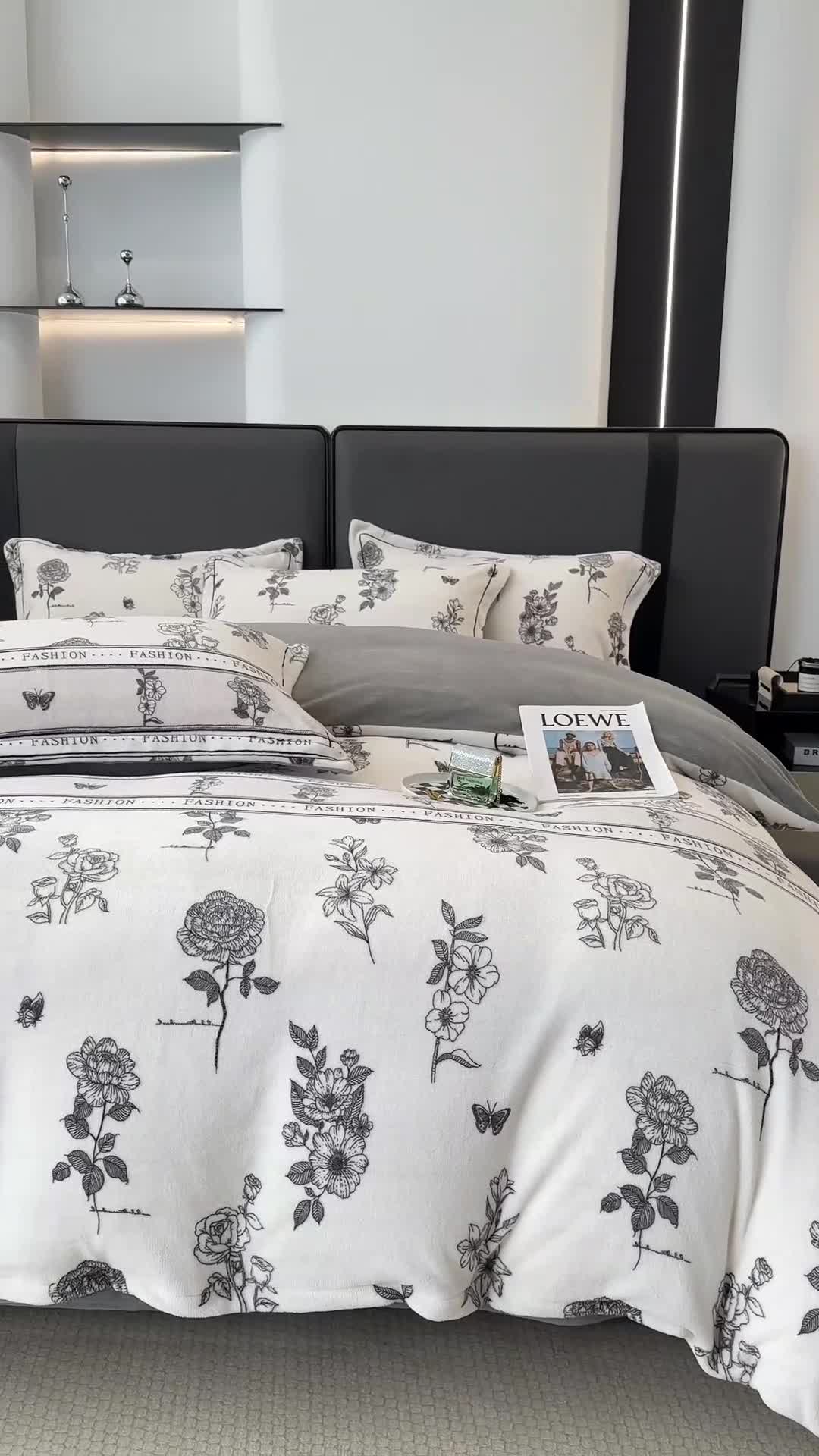 91家纺网 家纺一手货源 找家纺 耀达 2024新款轻奢加厚牛奶绒四件套 赫本