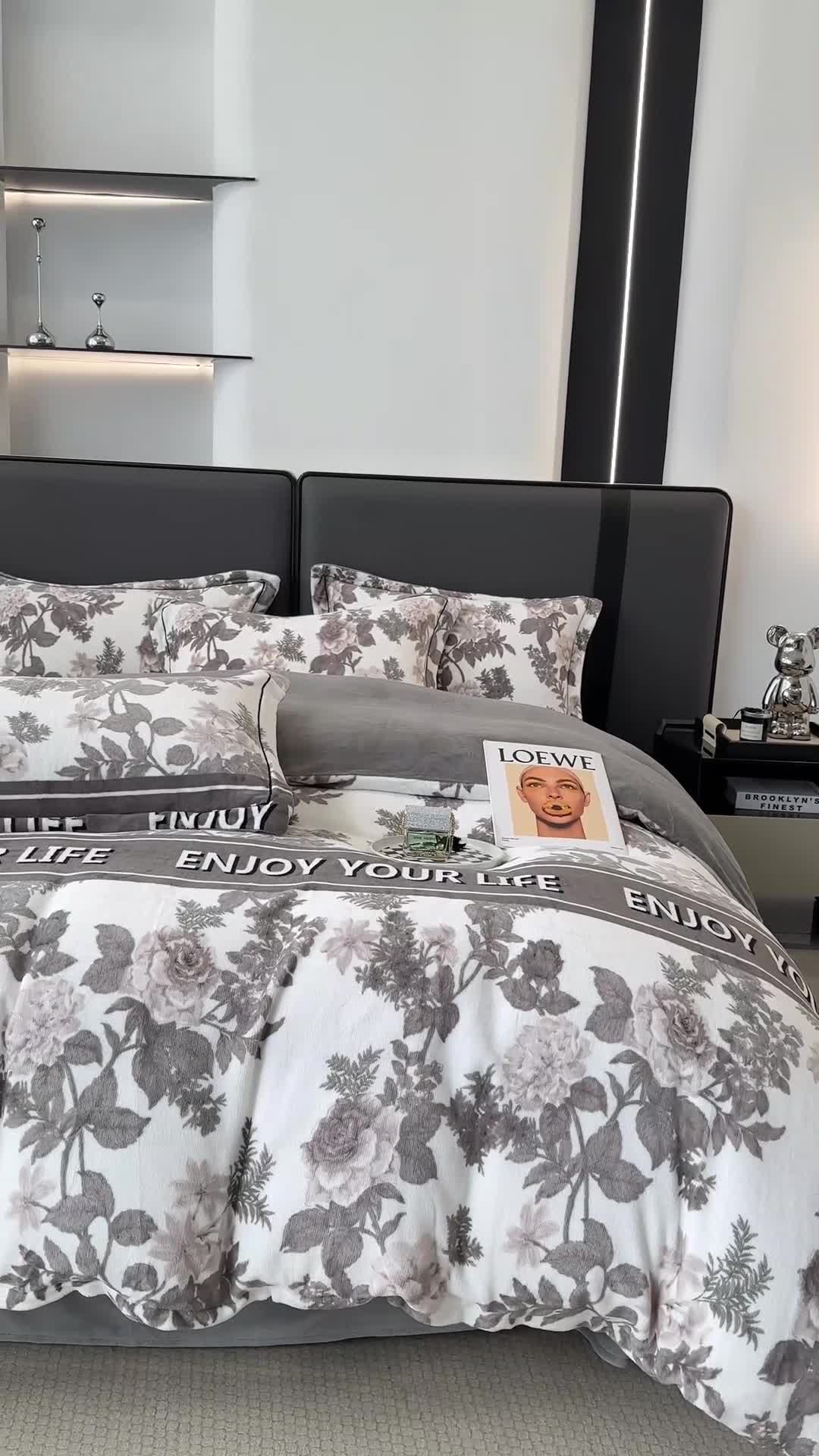 91家纺网 家纺一手货源 找家纺 耀达 2024新款轻奢加厚牛奶绒四件套 晚风