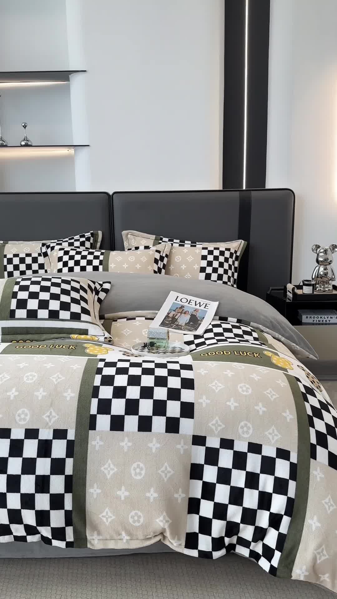 91家纺网 家纺一手货源 找家纺 耀达 2024新款轻奢加厚牛奶绒四件套 英伦格