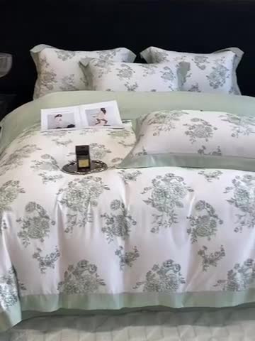 91家纺网 家纺一手货源 找家纺 优悦 2023新款轻奢磨毛四件套-花玉成妆 花玉成妆-绿