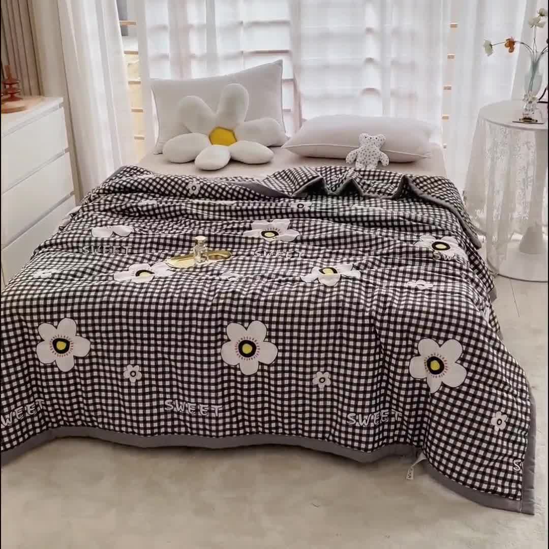 91家纺网 家纺一手货源 找家纺 艾兜坊2023新款水洗棉夏被格子花