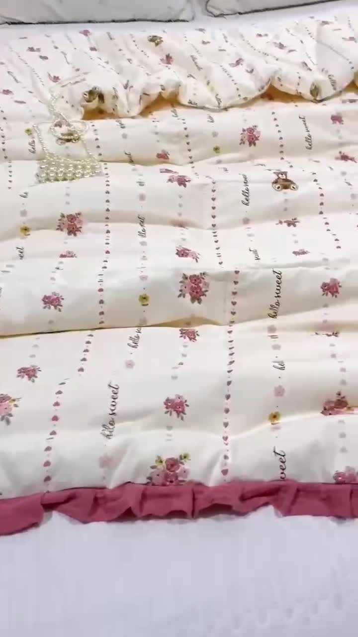 91家纺网 家纺一手货源 找家纺 （总）蓝庭全棉印花花边冬被大豆被春秋被芯被子可机洗