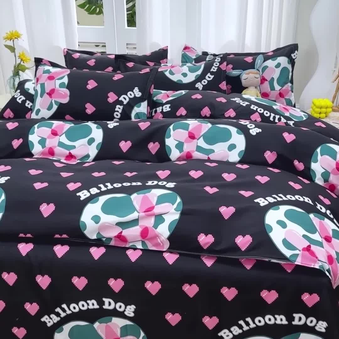 91家纺网 家纺一手货源 找家纺 2023新款亲肤棉美棉芦荟棉四件套美棉（8月）新花色 气泡狗